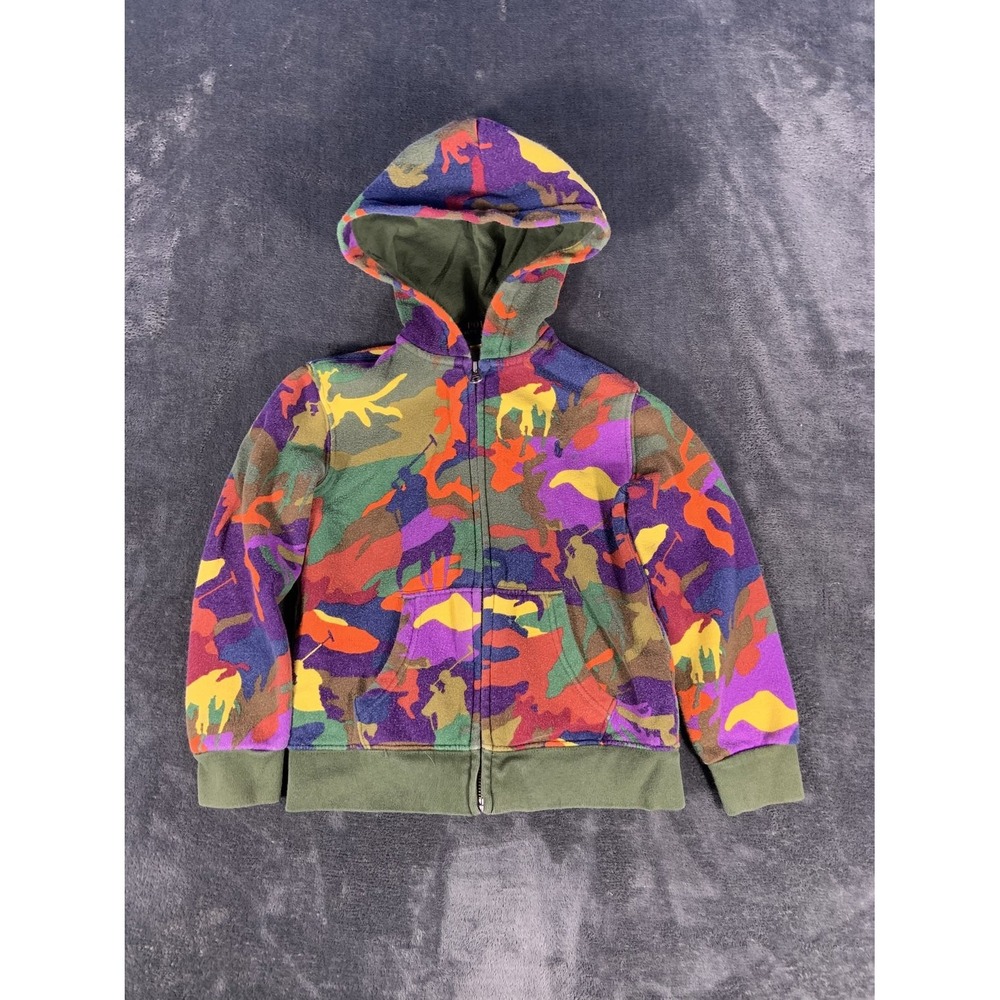 Polo Ralph Lauren Boys Size 6 Big Pony Camouflage Full Zip Fleece Hoodie Jacket